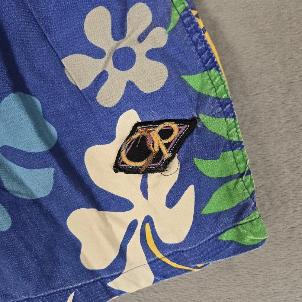 Vintage Ocean Pacific Board Shorts Boy's‎ Large Blue Floral Swim Trunks Y2k